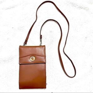 RIDGEFIELD Women Crossbody leather wallet Purse mini Handbag brown